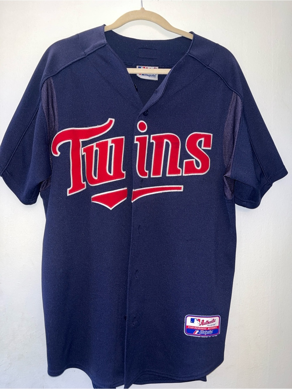 Majestic Navy and Red Twins Kids Baseball Jersey